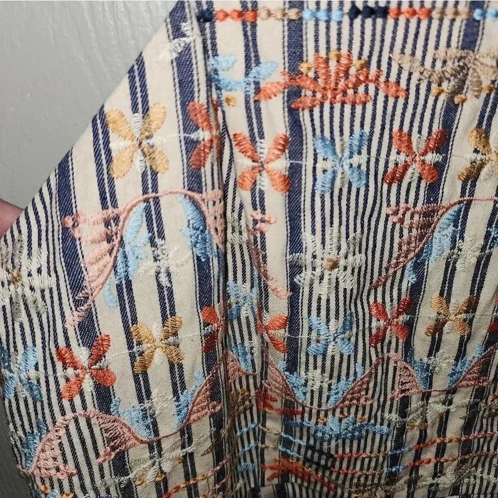 NWOT Altar'd State Floral Embroidered Striped Spaghetti Strap Mini Dress L - Picture 4 of 9